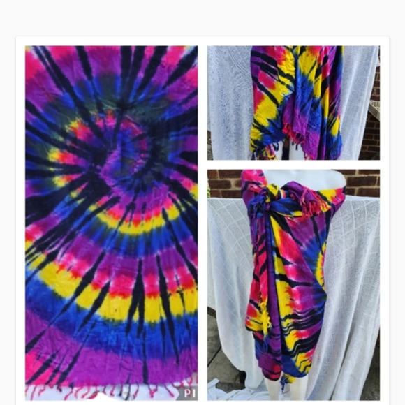 Tie‎ Dyed HUGE shawl/ serape/ beach cover - Picture 1 of 9